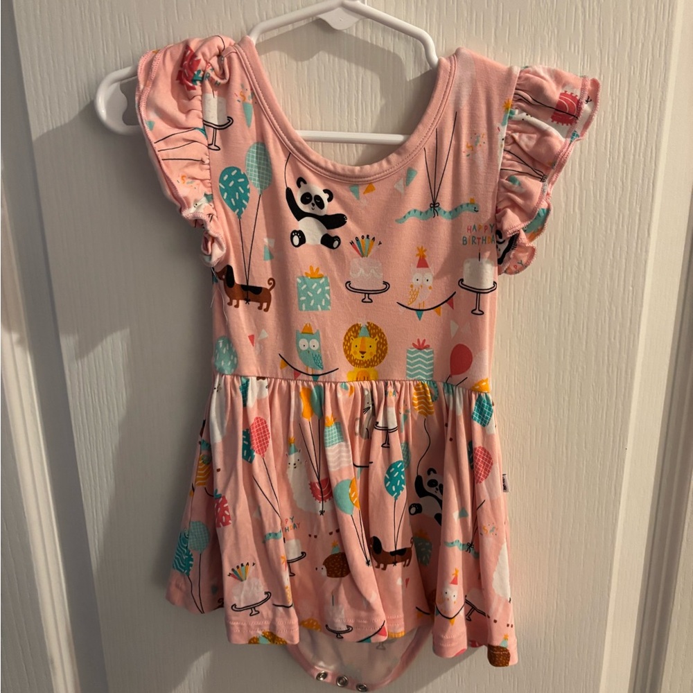 Little Sleepies Pink Party Animal Twirl Dress- Size 18-24 Months